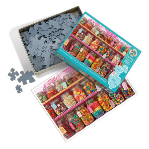 cobble hill family pieces puzzelstukjes in geopende doos