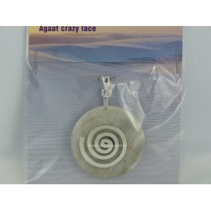 Hanger Donut agaat crazy lace met levensspiraal