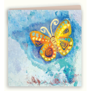 wenskaart-getekende-vlinder-blauwe-achtergrond-dk61